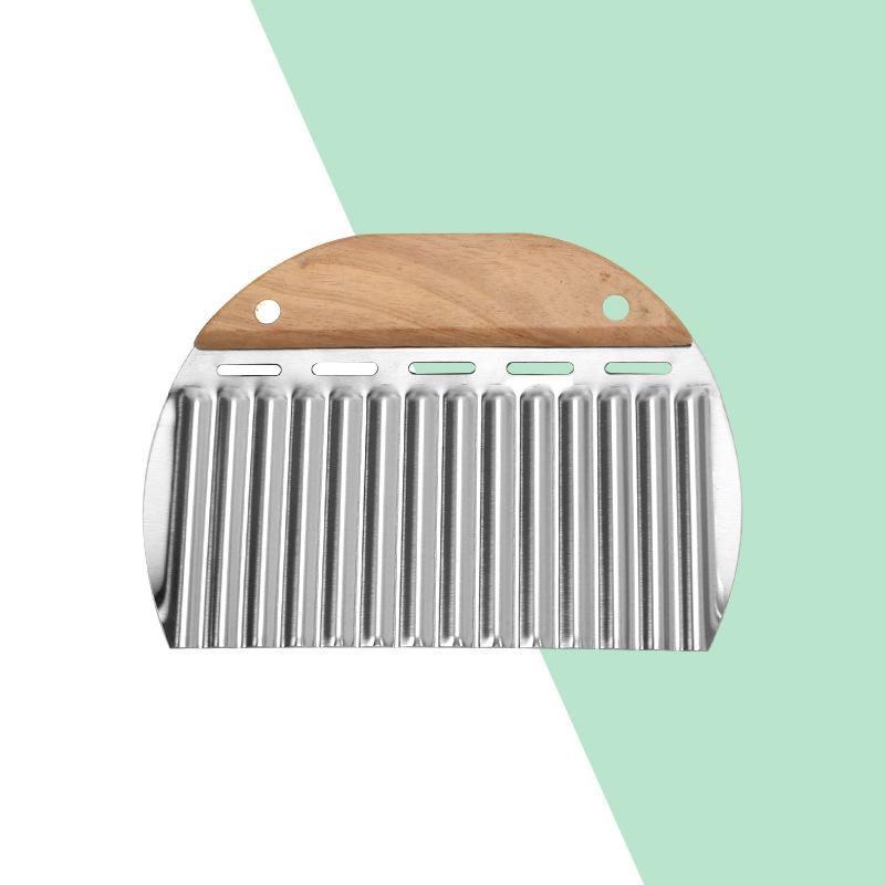 Stainless Steel Dough Cutter Baking Cake Bread Noodle Cutter Wave Knife French Fries Slicer Pastry Scraper With Measuring