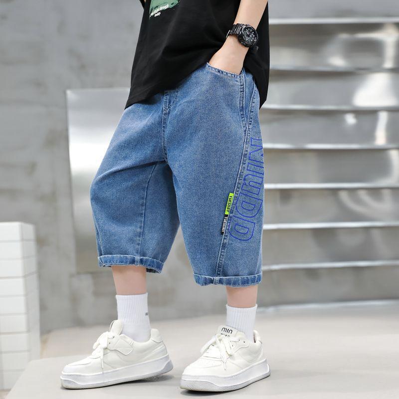 Pantaloncini di jeans alla moda sopra il ginocchio per ragazzi: Abbigliamento Estivo Leggero, Fresco e di Media Lunghezza per Bambini Grandi
