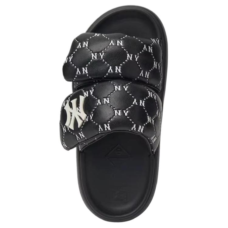 MLB Slipper Diamond Pattern Thick Sole Non-Slip Slide Sandals Unisex Footwear Black 3ALPBPL43-50BKS