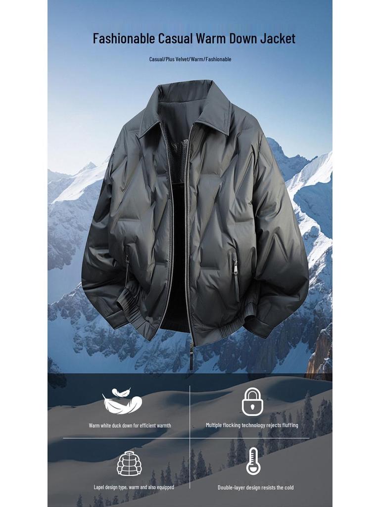 Plus Size Men's Winter Down Jacket, 90-300 jin, 90% Down, Sports & Casual Style