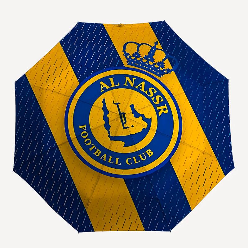 Al Nassr, Football Club Automatic Opening and Closing, 8 rib Structure Portable Umbrella, Suitable for Men and Women in All Seasons  Perfect
