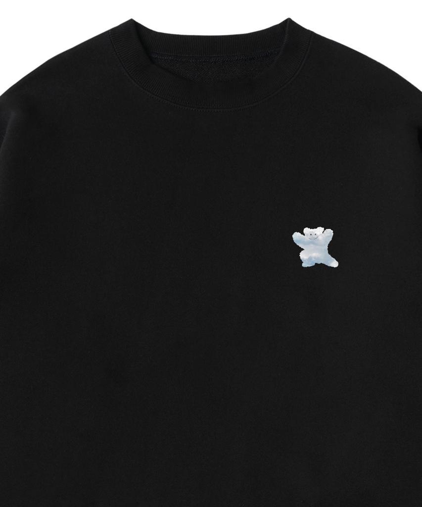 GRAVER [Unisex] Small Cloud Bear Smile Sweatshirt_Black