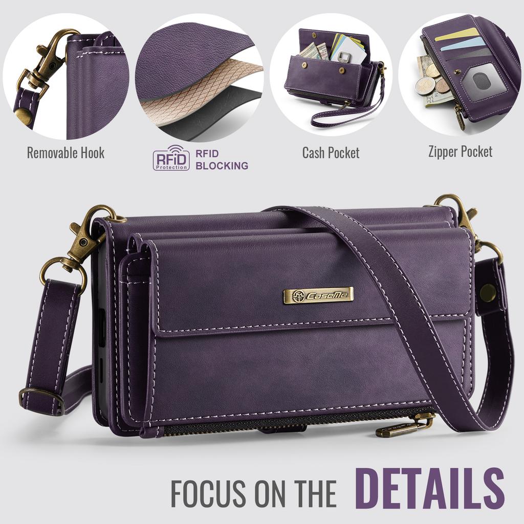 For Samsung Galaxy S20 4G/Galaxy S20 5G Case CASEME C39 RFID Blocking Zipper Wallet Stand Leather Cover with Strap