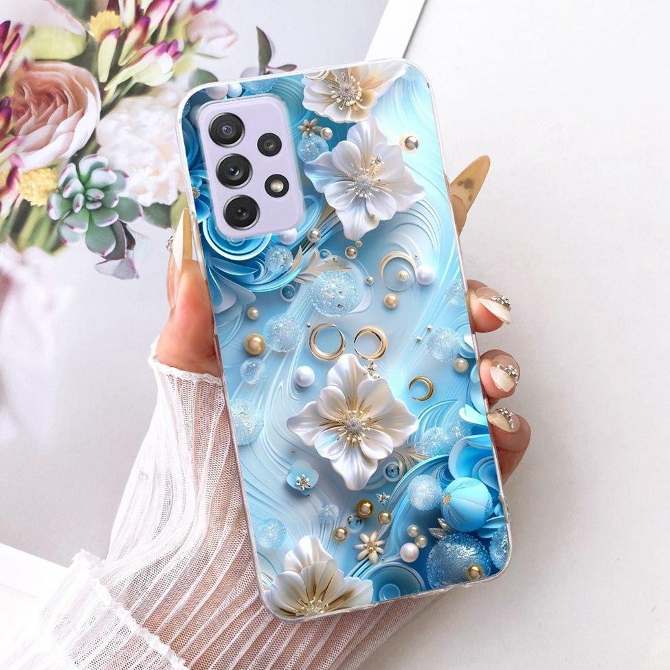 Transparent For Samsung Galaxy A72 4G Case Cute Fashion Flowers Funny Painted Casing For Samsung A72 4G SM-A725M SM-A725F Cover