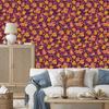 Intricate floral pattern wallpaper in burgundy, red and orange 50x1000