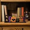 Creative Photography Props Halloween Wooden Table Sign Spooky Wicked Tiered Tray Decor Pumpkin Black Office Desk Festive Ornaments Cat Ghost Design,