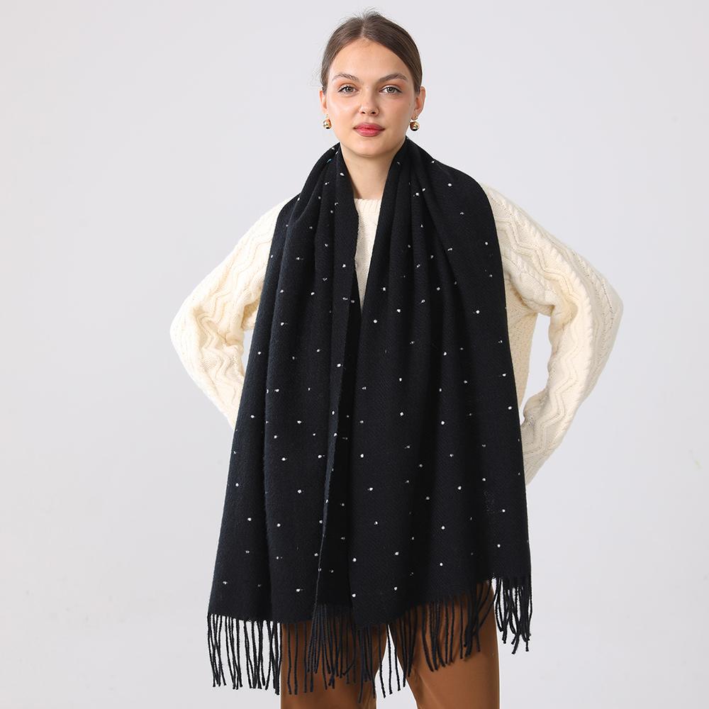 247G Dot Pashmina Tassels Shawl Scarf For Woman Man Autumn Winter Warm Scarves Fashion Long Wrap Solid Cashmere Like Mulffer
