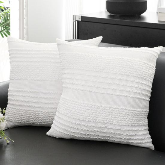 Wrinkled Throw Pillow Cover Decorative Pillow Cover with Hidden Zipper Minimalist White Pillowcase for Home Living Room Sofa Bedroom Decor