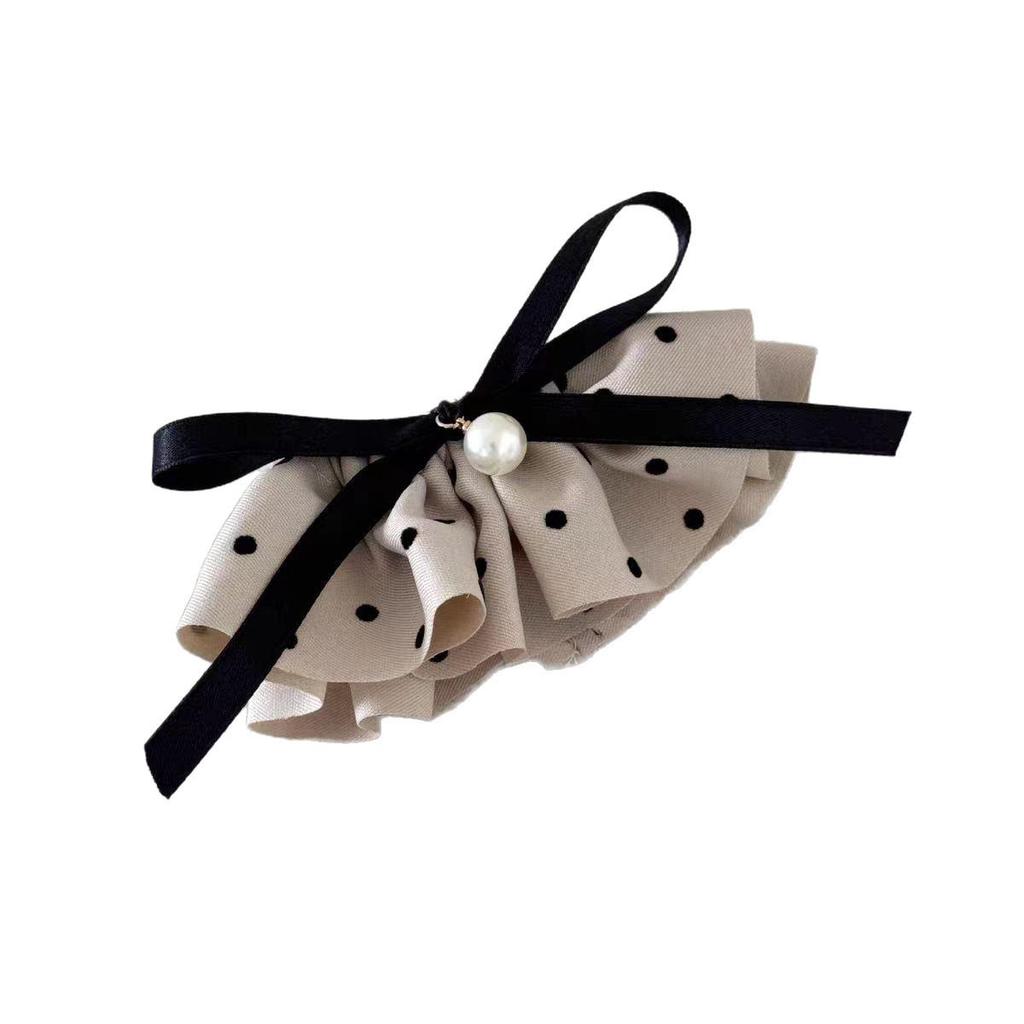 Korean Polka Dot Bow Hair Clip - Elegant French Spring Headwear for Women