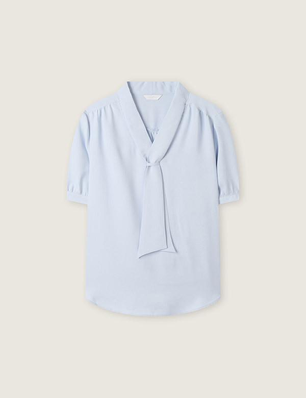ROEM Basic Short Sleeve Fixed Tie Blouse Rmblg24R04