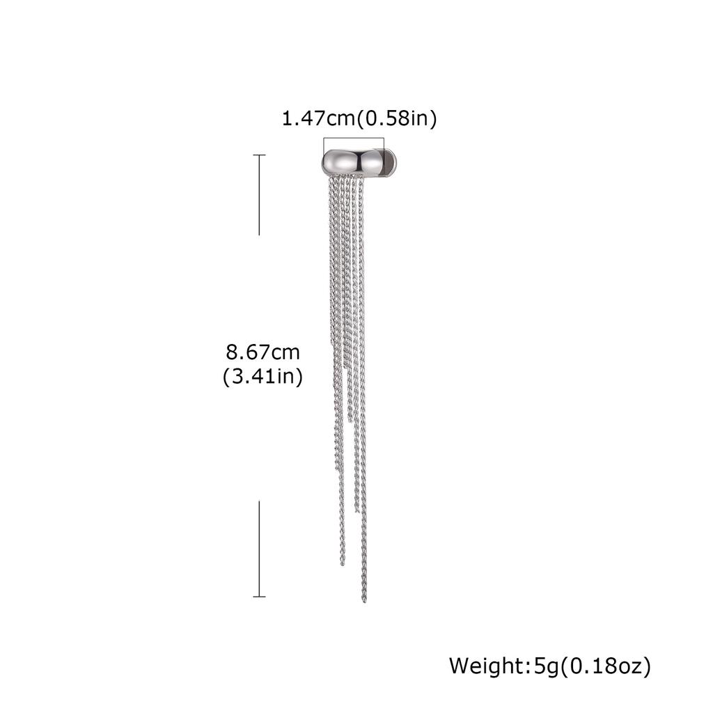 Fashion Long Tassel C-shaped Fake Piercing Ear Clip for Women Gold Plated Stainless Steel Ear Bone Clip On Earrings Ear Cuff