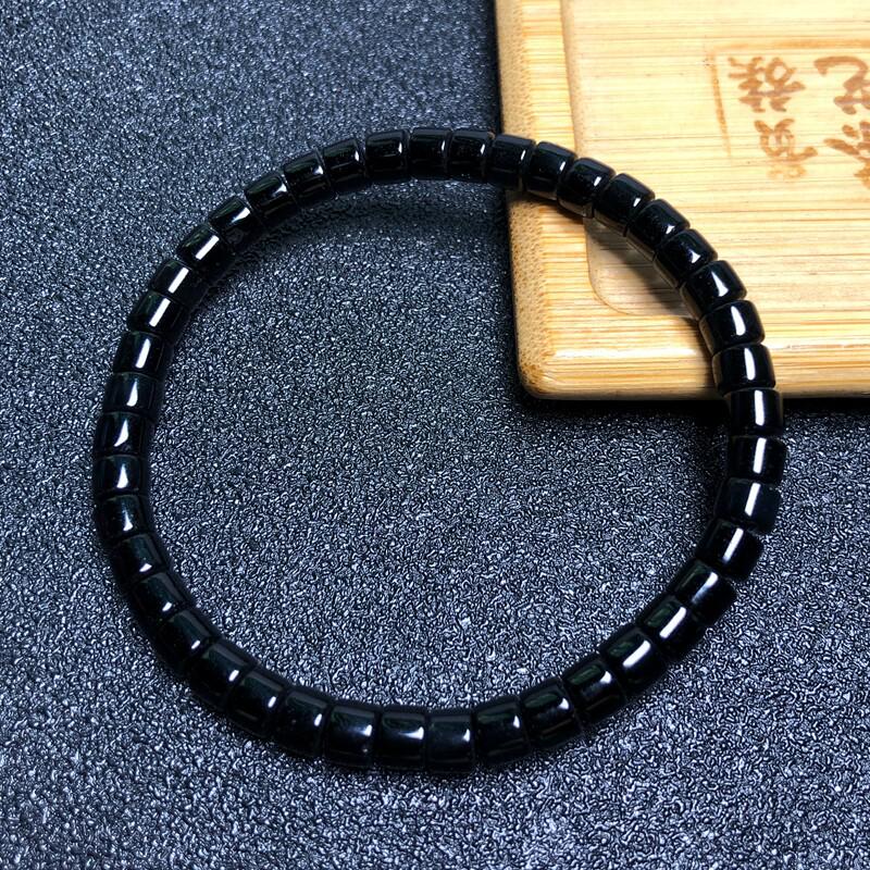 Black Agate Thick Straight-Cut Spacer Beads for DIY Jewelry