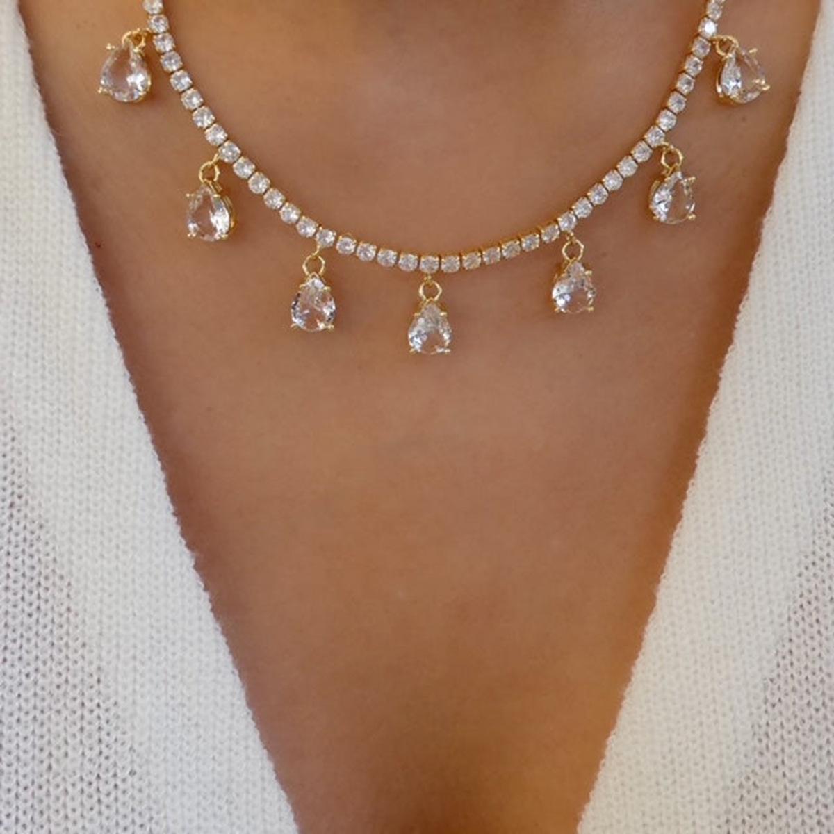 Женское европейское легкое роскошное ретро чокер барокко геометрический кулон-капля ожерелье однослойное персональность ключица украшение