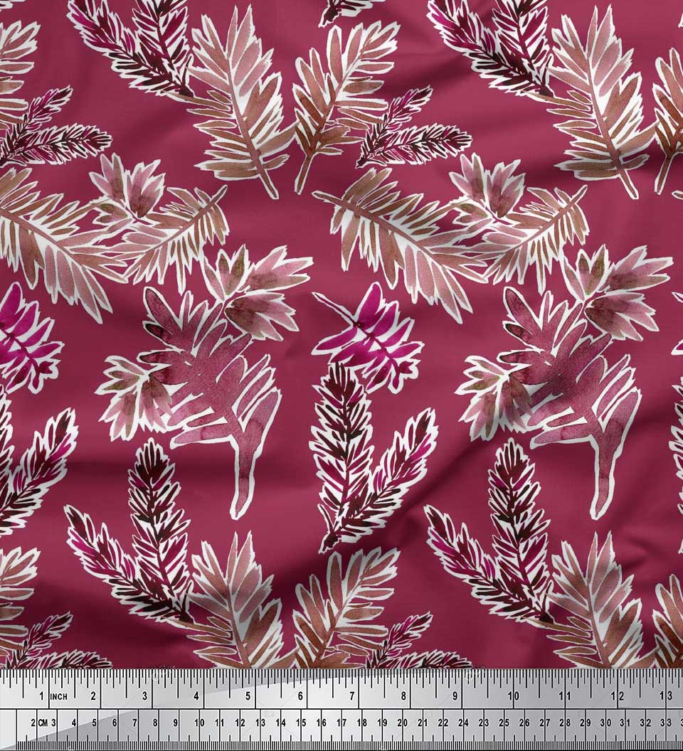 

Soimoi Японія Креп Сатин Тканина Листя Акварель Декор Тканина Друкований метр 42 дюйма 42 Inch Wide - Poly Crepe рожевий