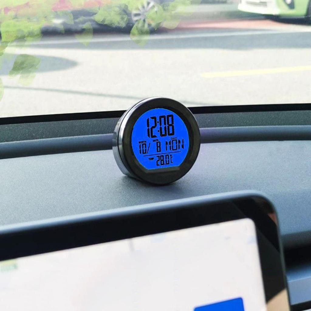 Automotive Solar Car Digital Clock Date Week Thermometer LED Luminous Display for Dashboard Car Clock Interior Calendar