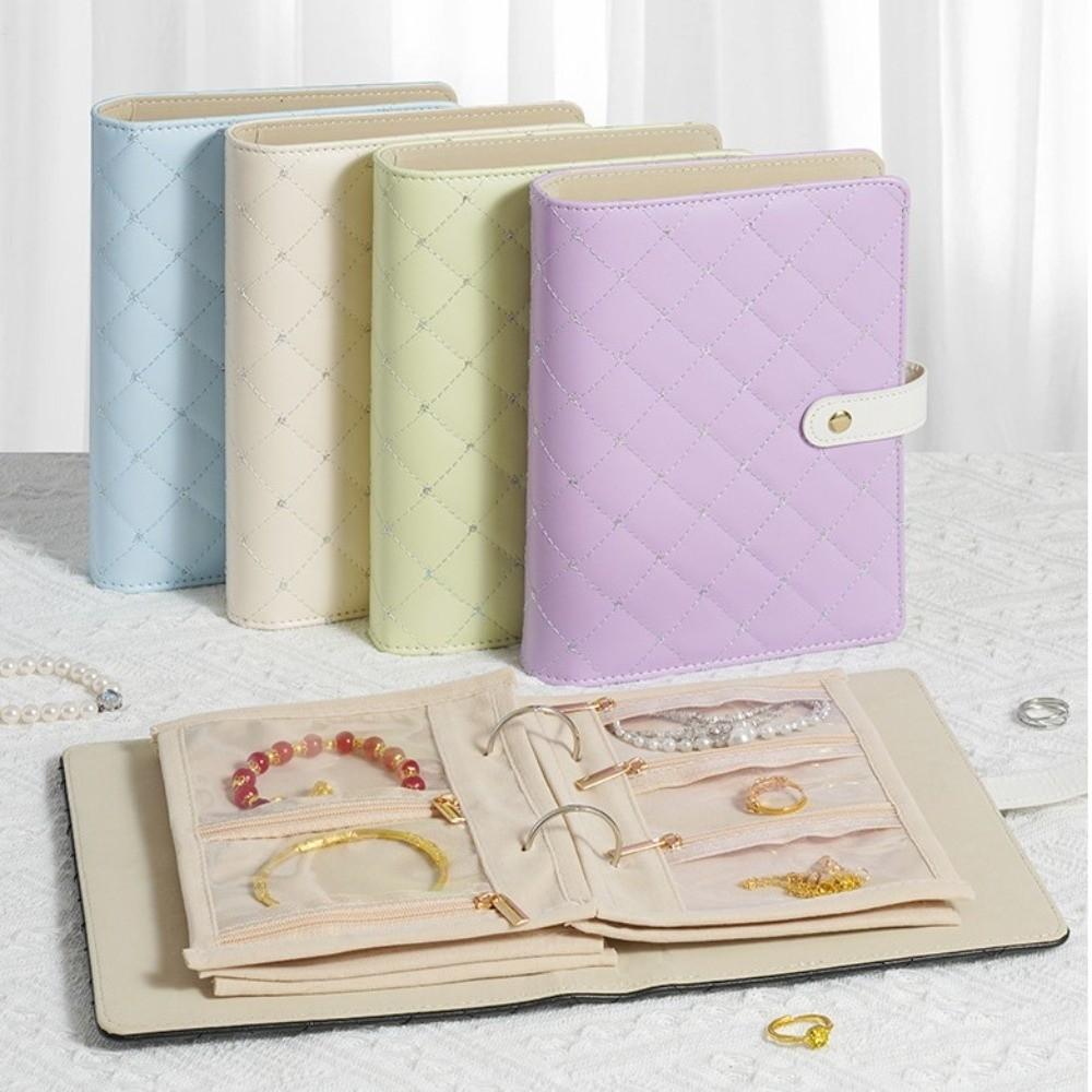 PU Leather Jewelry Storage Book Portable Jewelry Organizer Roll Jewellery Binder  Photo Props