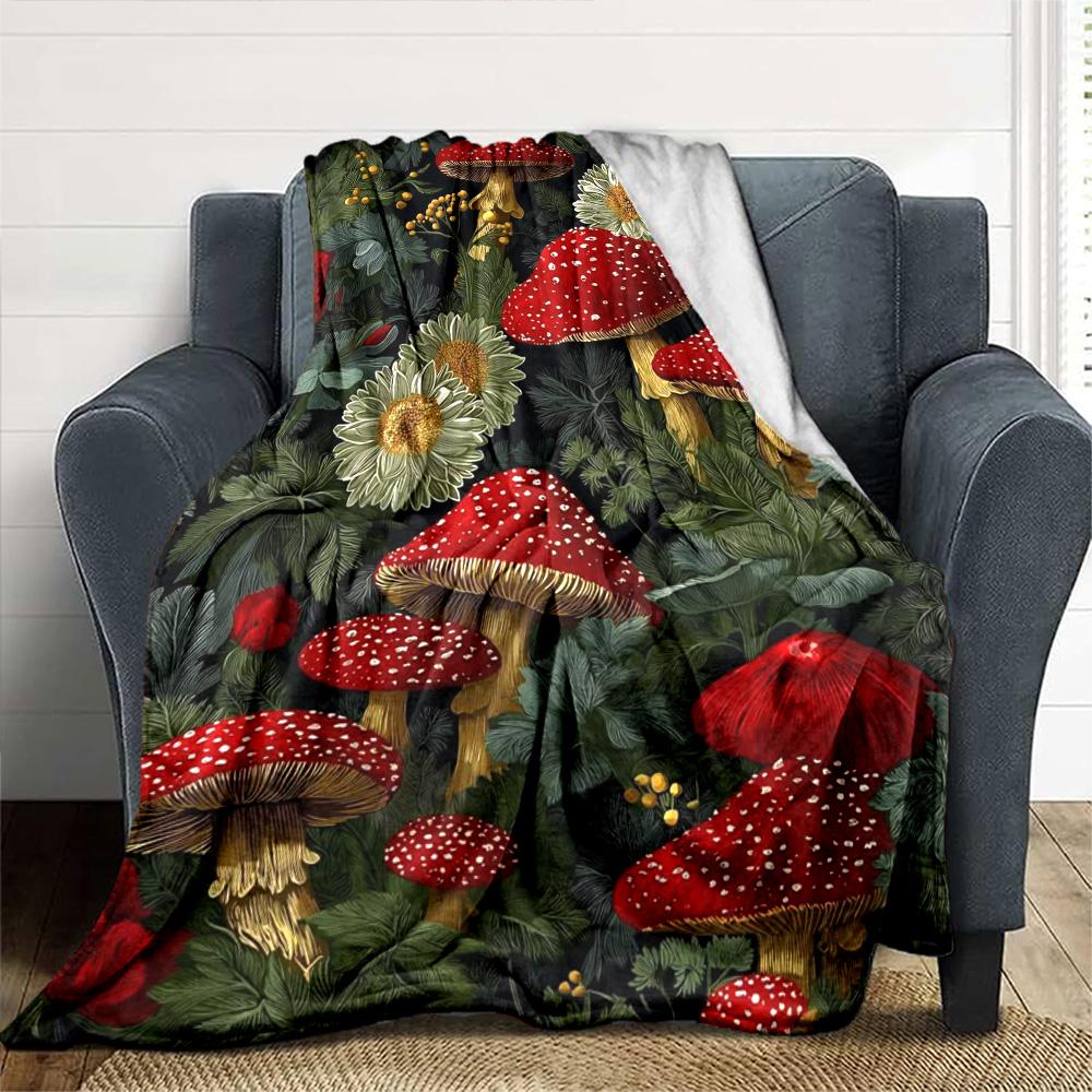 Bunte Pilz-Print Flanelldecke Hohe Qualität Warm Bequem Decke für Alle Jahreszeiten Perfekt für Geschenke Heimdeko