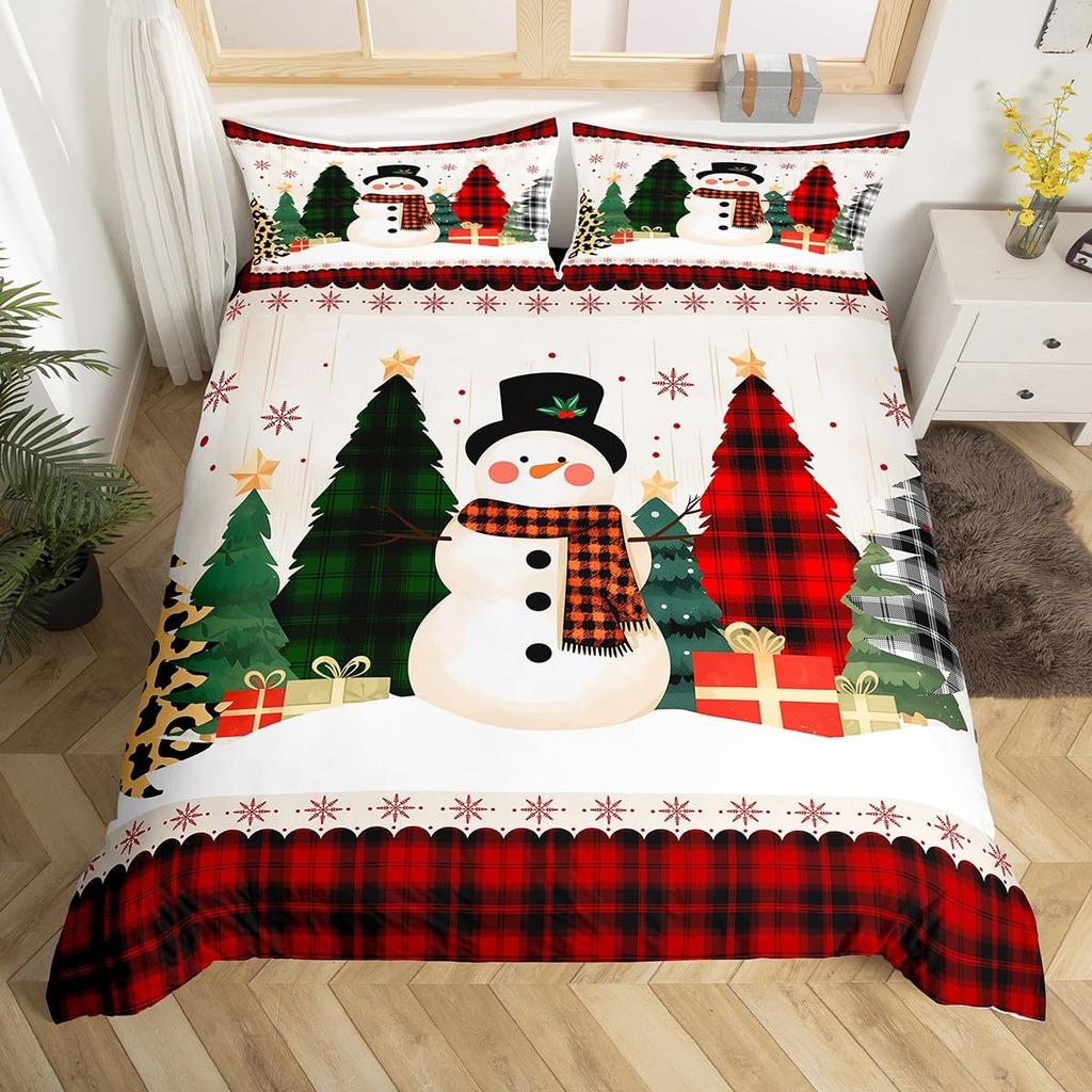 Weihnachtsthema Dreiteiliger Bettbezug Digitaldruck Bettwäscheset Vier Jahreszeiten Bettdecke