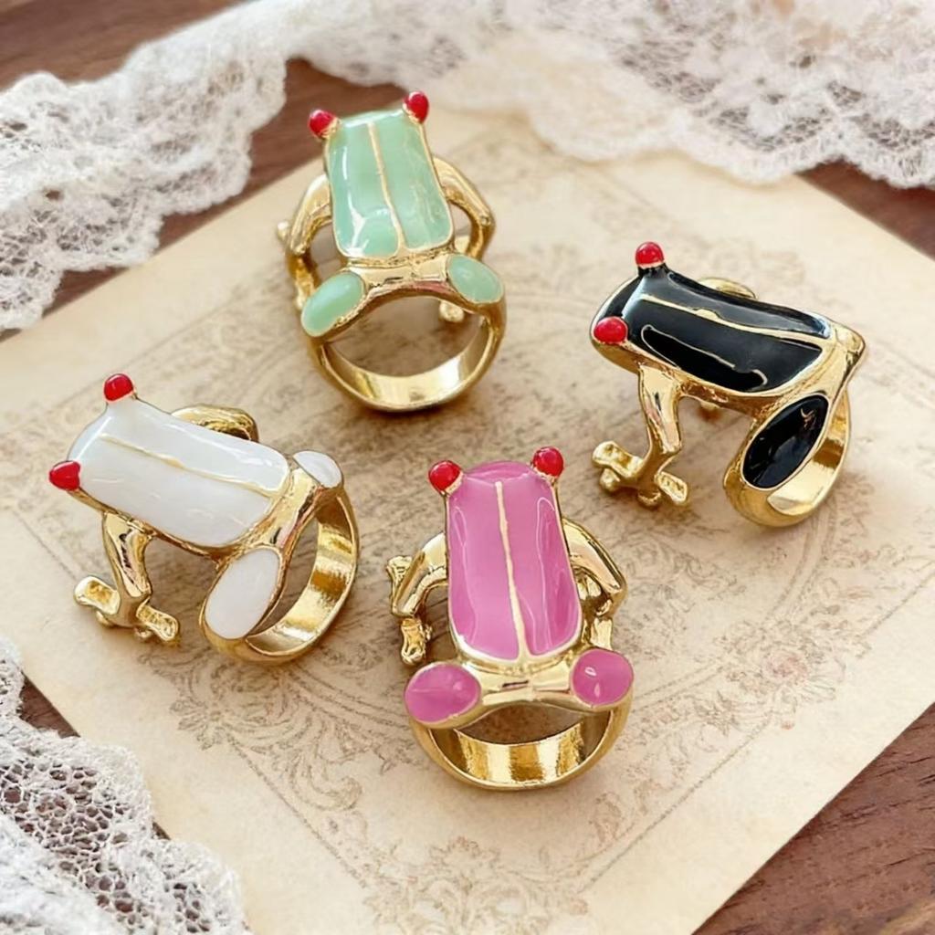 New Fashion Dripping Oil Frog Drip Oil Ring Geometric Jewelry Accessories Painting Ring Minority Design Korean Style Enamel Ring