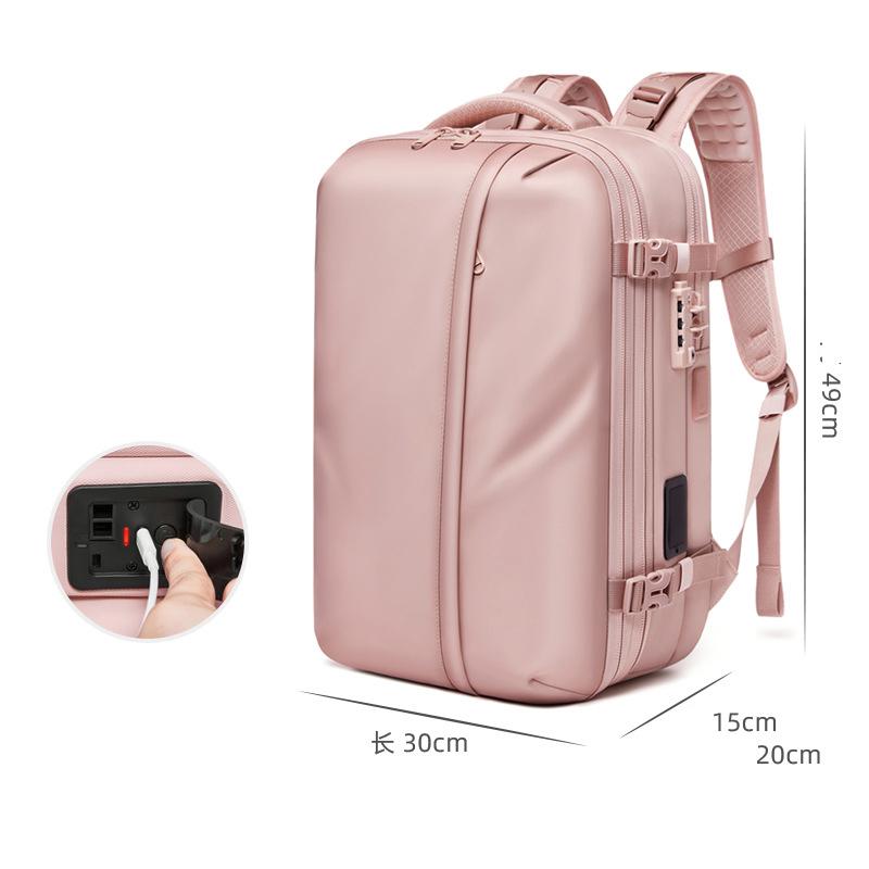 Men Travel Backpack One Click Start Pump Vacuum Compression 17 Inch Laptop Backpack Hiking Business 60L Extended School Backpack