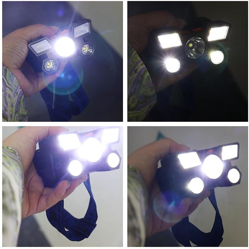 5LED 1200mAh USB Rechargeable Portable Flashlight Lantern Headlamp Waterproof Headlight Outdoor Cycling Fishing Camping Head Torch