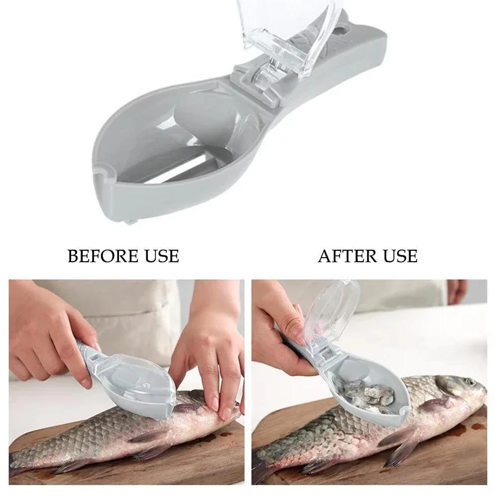 16cm Fish Scale Scraper - Easy Tool with Transparent Container for Quick Cleaning, Ergonomic Handle for Secure Grip On Sale