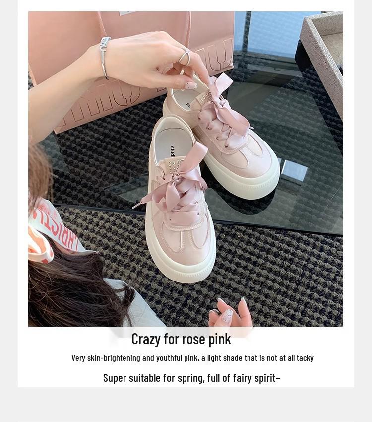Women's Spring/Summer 2025 Grape Mom Satin German Trainer: Leather, Thick Sole, Height-Increasing, Lace-Up Skate Shoes