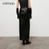 Edition Women's Retro High Slit Wrap PU Leather Long Skirt