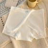 Women's Ice Silk Seamless Mid-Waist Boxer Briefs with Antibacterial Cotton Crotch, Breathable and Extended Fit.