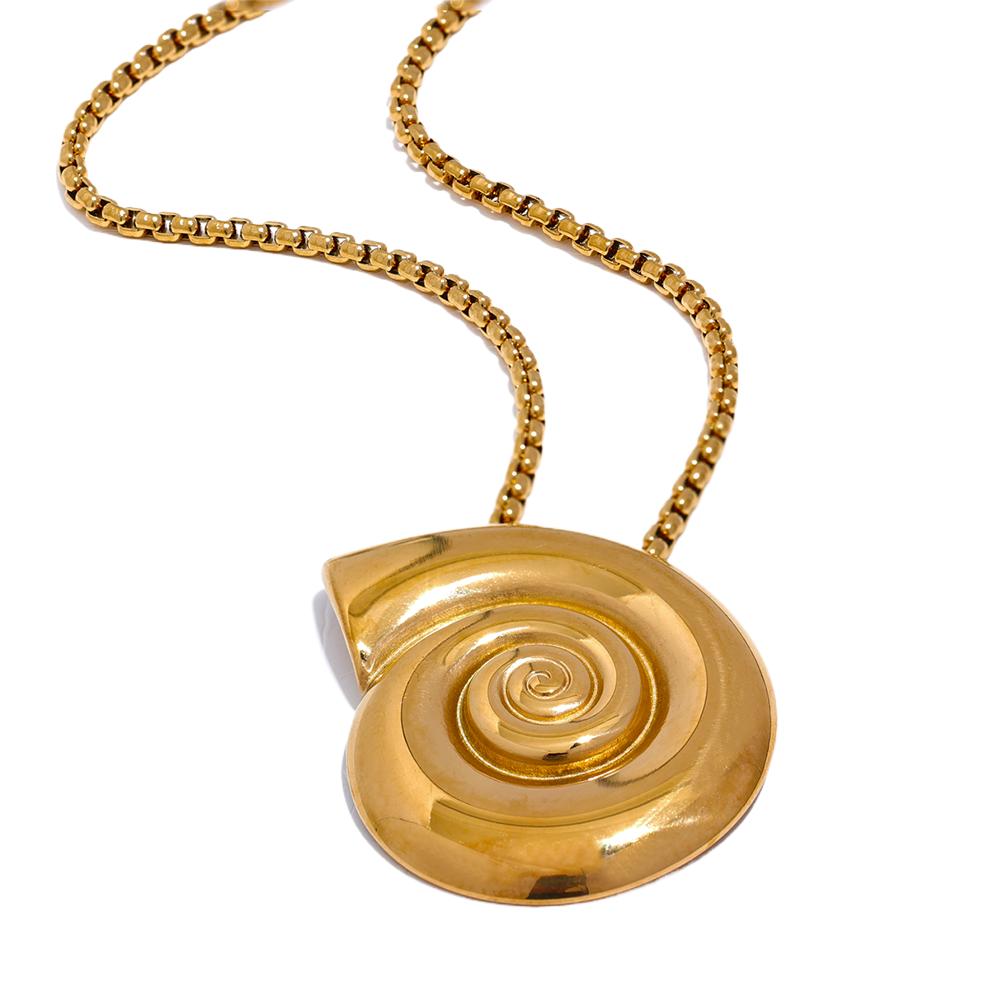 

Yhpup Waterproof Stainless Steel Shell Conch Snail Pendant Necklace Earrings Set Gold Color 18K PVD Plated Fashion Jewelry New