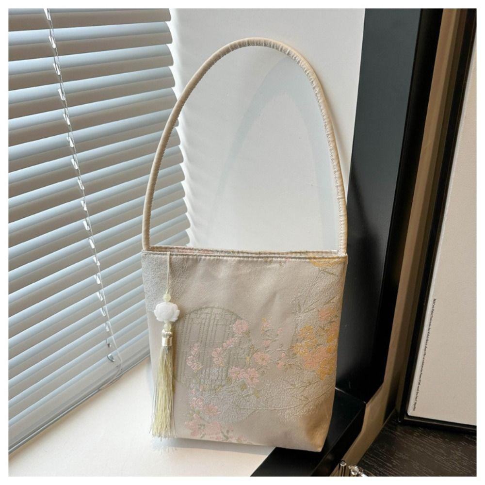 Printed New Chinese Style Handbag Large Capacity Flower Underarm Bag  Outdoor