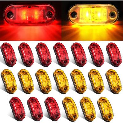 Tallew 20 Pieces 2.5 Inch Trailer Rv Marker LED Light 2 Diode Waterproof Side Marker Clearance Lights For Truck Camper Signal Running Lamp Surface
