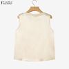 ZANZEA Women Casual Pear Splice Round Neck Loose Sleeveless Vest Tops