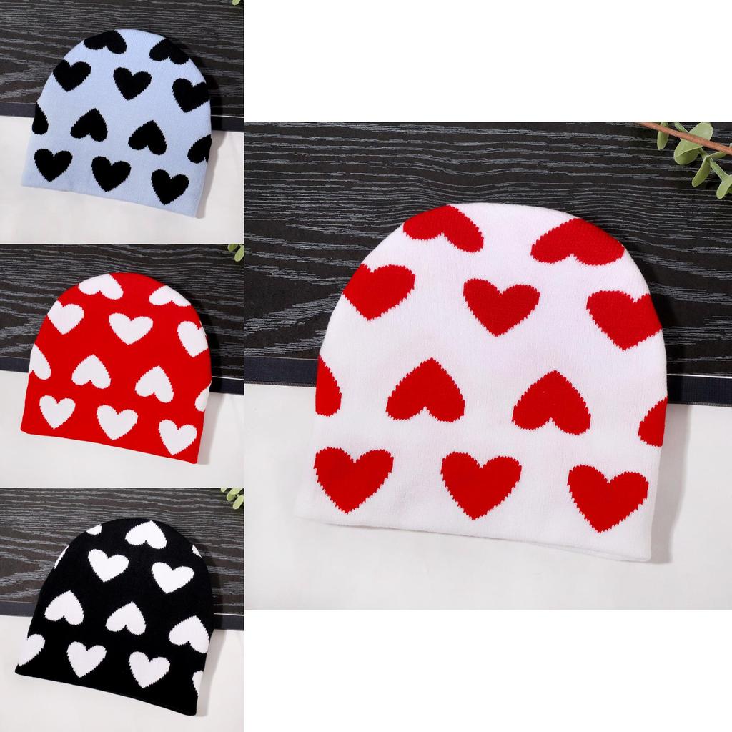 Knit Hat For Women With Heart Shape Design Autumn Winter Fashion Cozy Accessory