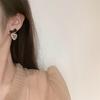 Cute Korean Hanging Love Grid Pearl Heart Earrings for Women Girls Fashion 2024 Bowknot Earrings Trend Party Jewelry
