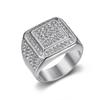 Luxury Full Rhinestone Vacuum Gold Plated Titanium Steel Hip Hop Men's Ring