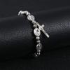Handmade Rosary Bracelet Elasticated Metal Bracelet  Round Rose Alloy Beads Catholic Saints Images Prayer Bracelets