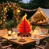 Fake Campfire Decoration 3D Paper Honeycomb Campfire Centerpiece Artificial Flame Folding
