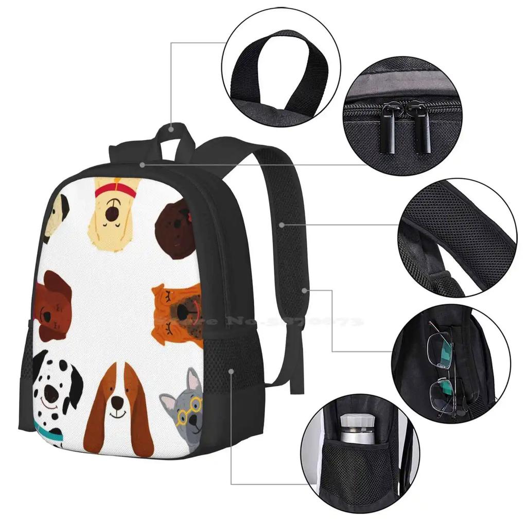Dogs! Bag Backpack For Men Women Girls Teenage Dogs Pugs French Bulldog Labrador Cute Animal Kids