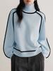 Women's Foreign Fashion Sweater, High Neck Crew Neck Top, Ribbed Knit Pullover for Women