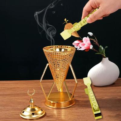1/2/4 Pezzi Pinza di Metallo Vintage per Carbone con Manico Inciso Placcato Oro Pinza Multiuso per Bruciatore di Incenso Accessori per Bruciatore di Incenso