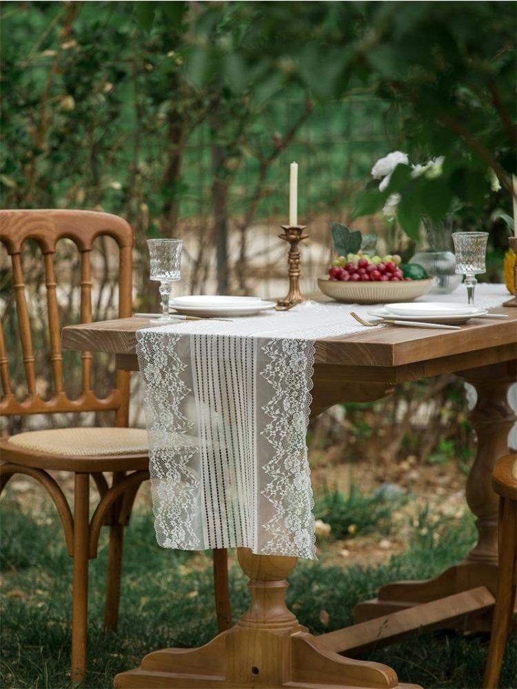 Elegant French Romantic White Lace Table Runner Perfect for Weddings, Restaurants & Home Decor