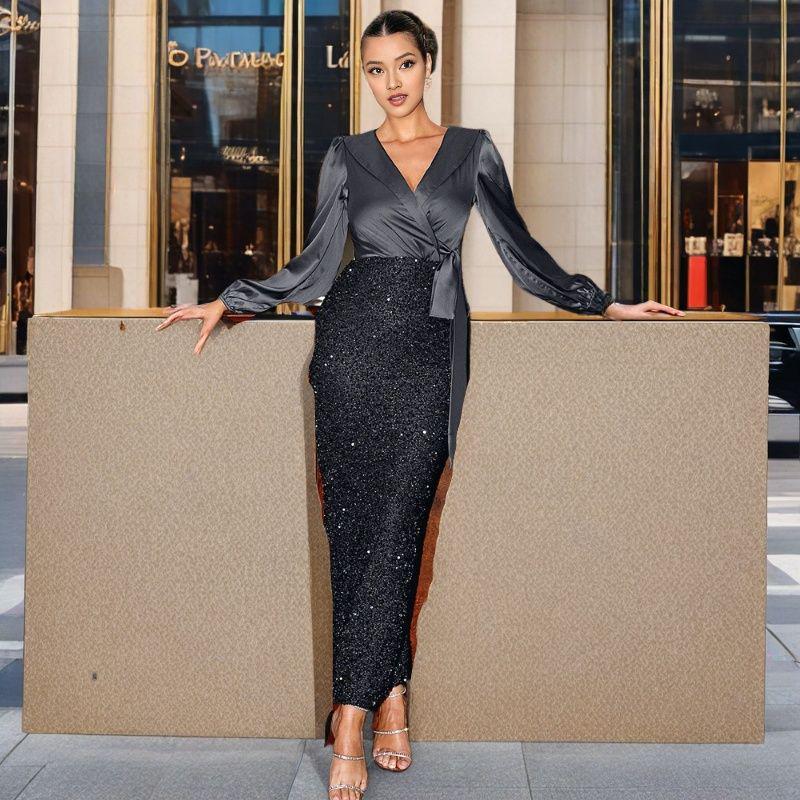 

Элегантное женское вечернее платье без бретелек в европейском и американском стиле 2025 года Small чёрный