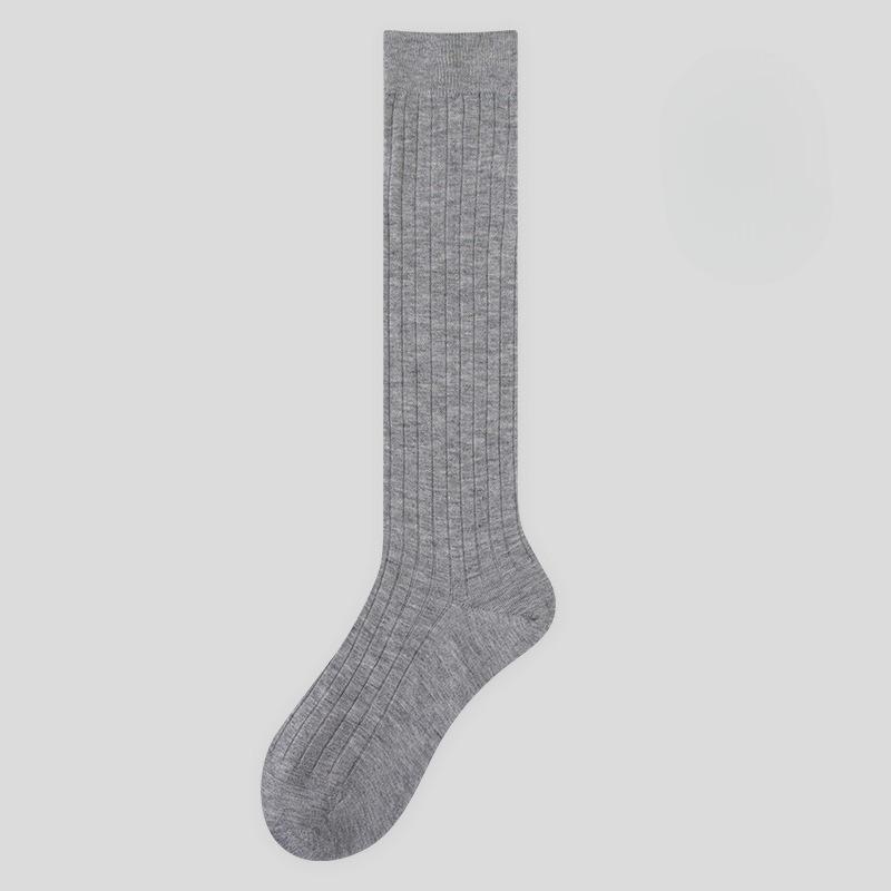 Female Spring and Autumn Solid Color Double Needle Micro Pressure Show Thin Leg Pile Socks