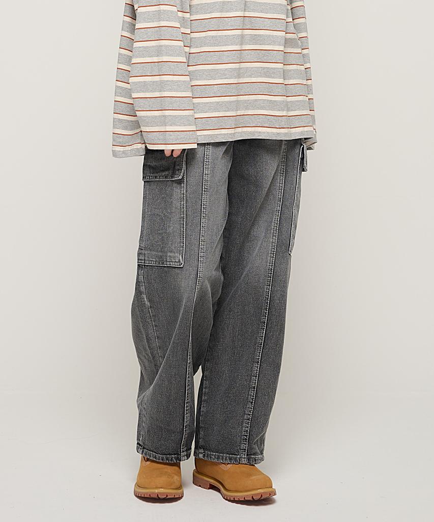 CARGOBROS FOR WOMAN Work Washed Denim Cargo Pants (Dark Denim)