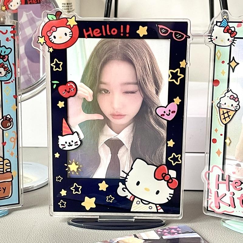 Hello Kitty 3inch Photocard Holder Kpop Card Acrylic Display Stand Cute KT Photo Frame Cartoon Style Photocards Protect Stands