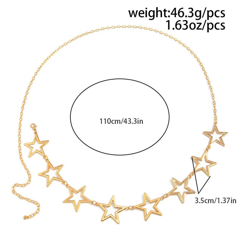 Ingemark Vintage Simple Hollow Out Pentagram Star Belly Waist Chains Women Punk Hip Hop Adjustable Body Accessories New Jewelry