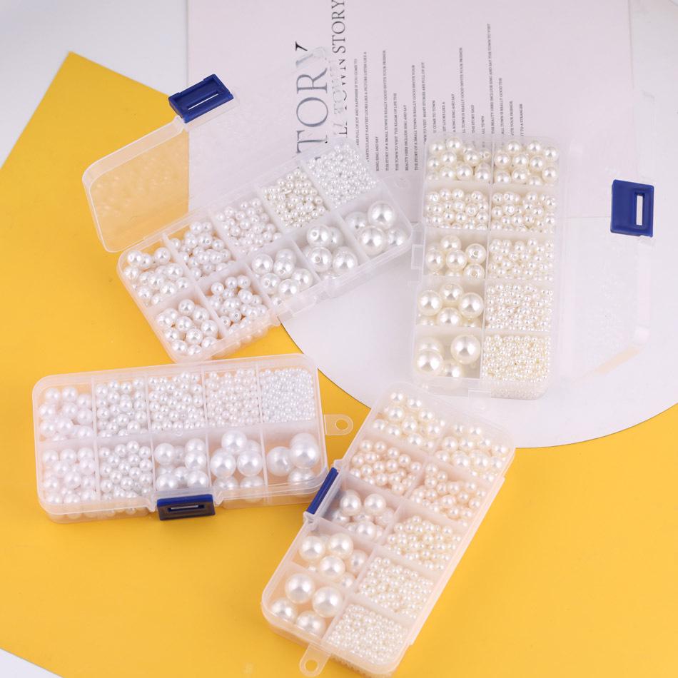 

ABS No-Hole Imitation Pearl Bead Set for DIY Earrings - Multi-Size, Boxed