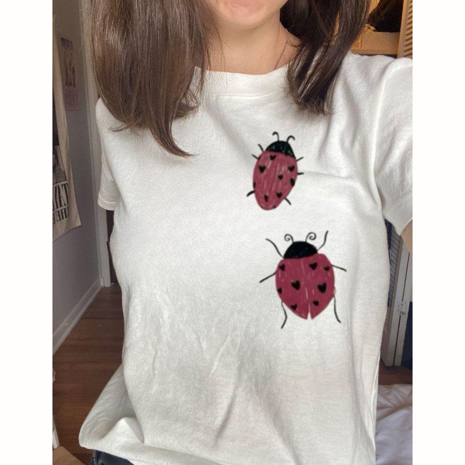 Ladybug Vintage Tee, Retro 90s Style Insect Shirt, Y2K Love Bug Graphic Top L