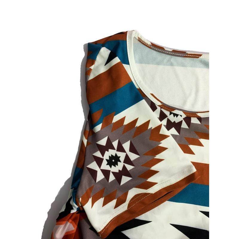 Rochie cu decolteu roșu cu imprimeu geo, rochie casual cu mânecă scurtă pentru primăvară și vară, îmbrăcăminte pentru femei